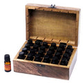 Mango Wood Aromatherapy Storage Box - Floral (Holds 24)