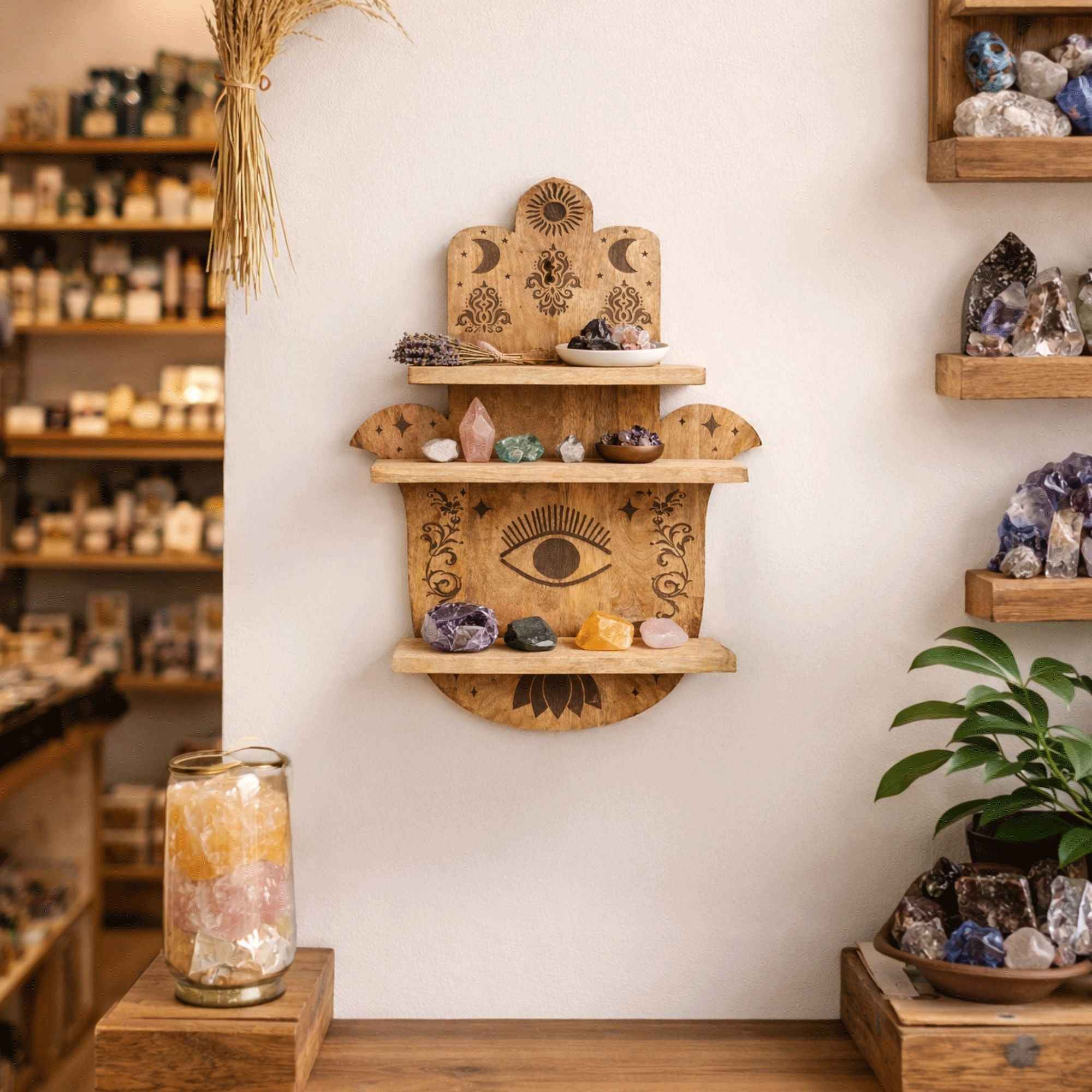 Hamsa Shaped Wall Shelf
