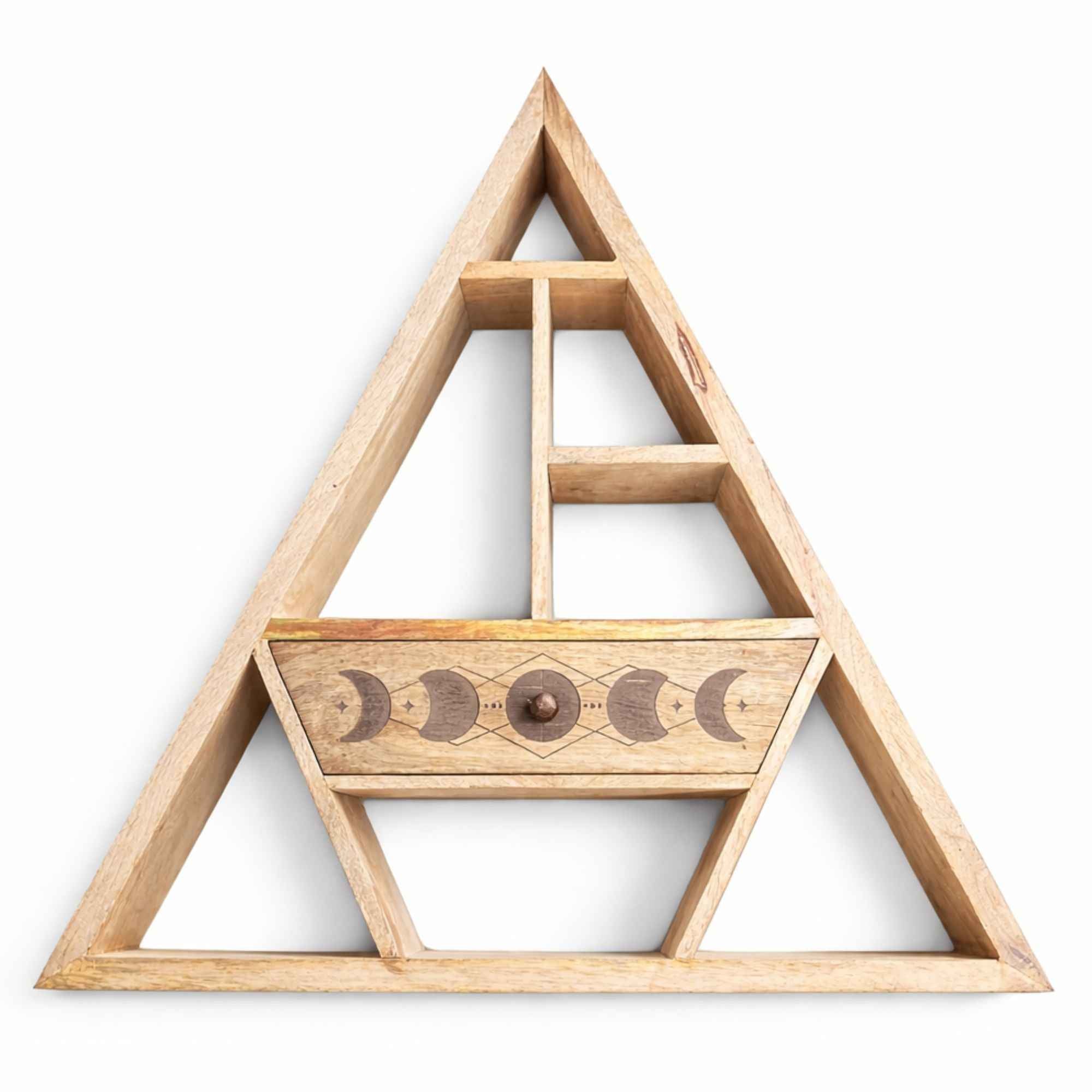 Triangle Shaped Wall Shelf with Drawer